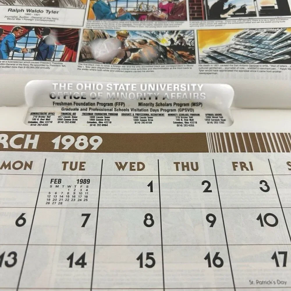 THE AFRO-AMERICAN HISTORICAL CALENDAR - 1989 Advertising Calendar Ohio State